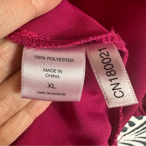 New York & Company Plum Semi Sheer Tie Neck Bow Blouse READ - Picture 7 of 14